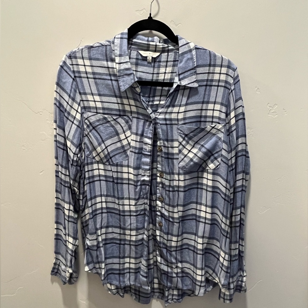 S BLUE LUCKY BRAND FLANNEL